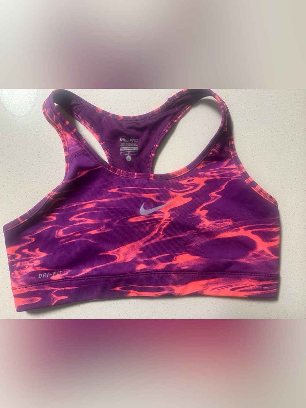 Nike Purple & Neon Pink Dri-FIT Racerback Sports Bra size L large